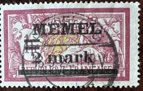 [French Postage Stamps Overprinted "MEMEL" and Surcharged, type B10]