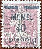 [French Postage Stamps Overprinted "MEMEL" and Surcharged, type B4]