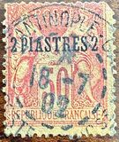 [French Postage Stamps No.83 & 85 Surcharged, type A4]