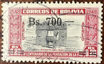 [Airmail - Currency Revaluation - Founding of La Paz stamps of 1951 Surcharged, type FN3]