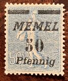 [French Postage Stamps Overprinted "MEMEL" & Surcharged in Italic, typ H9]