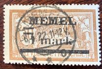 [French Postage Stamps Overprinted "MEMEL" and Surcharged, Scrivi B8]