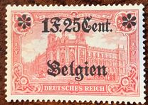 [German Empire Postage Stamps Surcharged "F and Cent" & Overprinted "Belgien", Typ B13]