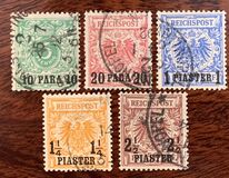 [German Empire Postage Stamps Surcharged, typ B]