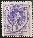 [King Alfonso XIII - Blue Control Numbers on Backside, tegund BG3]