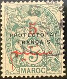 [French Post in Morocco Postage Stamps Overprinted "PROTECTORAT FRANCAIS", type A3]