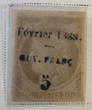 [French Colonies - General Issues Surcharged & Overprinted "Février 1888 - GUY. FRANC", type D]