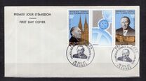 [Homenaje al canciller Konrad Adenauer, 1876 - 1967. Díptico con viñeta central. Aéreos., tipo HW]