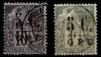 [French Colonies- General Issues No. 48 & 58 Surcharged, type D]