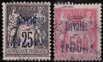 [French Postage Stamps Overprinted "Cavalle", type A]