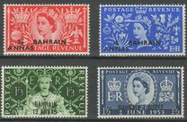 [Coronation of Queen Elizabeth II -  Great Britain Postage Stamps Overprinted "BAHRAIN" & Surcharged, tip K]