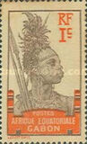 [Warrior - Inscription "AFRIQUE EQUATORIALE GABON" - Yellowish Paper, type I]