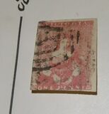 [Queen Victoria - 1st Ham Printing. Narrow Line of Colour Above "VICTORIA", type A]