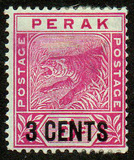 [Tiger - Not Issued Stamp Surcharged, type J]