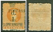 [No. 20 & Revenue Stamp Surcharged & Overprinted "POSTAGE - AND - REVENUE", tip G]