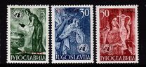 [Frescoes from 12-14th Century - With United Nations Logo  - Yugoslav Postage Stamp of 1953 Overprinted "STT - VUJNA", type BL]