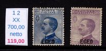 [Italian Postage Stamps Overprinted "EGEO", type B]