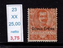 [Italian Postage Stamps Overprinted "Colonia Eritrea", type E4]
