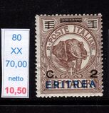 [Italian Postage Stamps Overprinted "ERITREA" in Dark Blue or Red & Surcharged, type W]