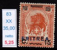 [Italian Postage Stamps Overprinted "ERITREA" in Dark Blue or Red & Surcharged, type W3]