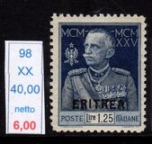 [The 25th Anniversary of the Reign of King Victor Emmanuel III - Italian Postage Stamps Overprinted "ERITREA", Tipi AA3]