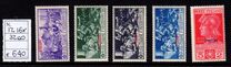[Italian Occupation- Italian Postage Stamps No. 308-312 Overprinted "PISCOPI", type H]