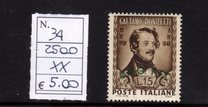 [The 100th Anniversary of the Death of Donizetti - Italy Postage Stamp Overprinted "A.M.G. F.T.T.", タイプ I]
