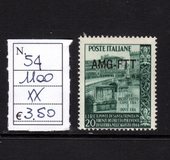 [Reconstruction of the Holy Trinity Bridge - Florence, Italy  - Italy Postage Stamp Overprinted "AMG-FTT", type X]
