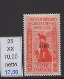 [Italian Occupation- Italian Stamps No. 360-369 Overprinted "SIMI", tip Q]