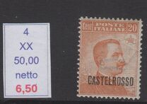 [Italian Postage Stamps Overprinted "CASTELROSSO", type B]