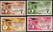 [Airmail - Not Issued Stamps Overprinted "PRIMO VOLO DIRETTO - ROMA - BUENOS AYRES - TRIMOTORE, LOMBARDI MAZZOTTI" & Surcharged, type AC]