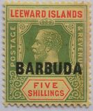 [Leeward Island Postage Stamps Overprinted "BARBUDA", type A10]