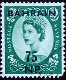 [Great Britain Postage Stamps Overprinted "BAHRAIN" in Blue & Surcharged, type O10]