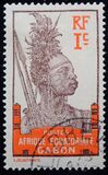 [Warrior - Inscription "AFRIQUE EQUATORIALE GABON" - Yellowish Paper, type I]