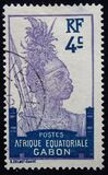[Warrior - Inscription "AFRIQUE EQUATORIALE GABON" - Yellowish Paper, type I4]