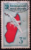 [Airmail - Airplane over Map of Madagascar, Scrivi EY18]