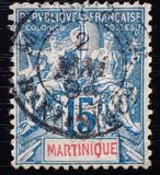 [Inscription "MARTINIQUE" in Red or Blue Colour, type F6]