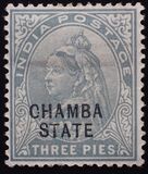 [Queen Victoria, 1819-1901 - India Postage Stamps Overprinted "CHAMBA STATE", type A16]
