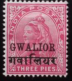 [Queen Victoria, 1819-1901 - India Postage Stamp Overprinted - Devanagari Overprint 15-15½mm Long, type B35]