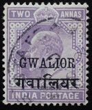 [King Edward VII, 1841-1910 - India Postage Stamps Overprinted in Black - "GWALIOR" Thin & 13mm Long, type C14]