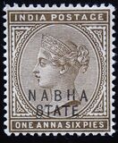 [Queen Victoria, 1819-1901 - India Postage Stamps Overprinted "NABHA STATE" in Black, type B7]