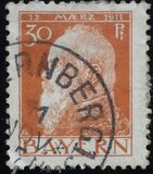 [The 90th Anniversary of the Birth of Prince Luitpold - Type I: Small 9 and no Foot on 1 in "1911". Type II: Large 9 and Foot on 1 in "1911", type G]