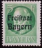 [King Ludwig III Overprinted "Freistaat Bayern", type P1]