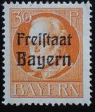 [King Ludwig III Overprinted "Freistaat Bayern", type P7]