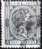 [King Alfonso XII of Spain - Inscription "CUBA 1877", प्रकार E2]