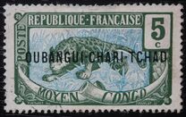 [Middle Congo Postage Stamps Overprinted "OUBANGUI-CHARI-TCHAD", type A3]