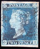 [Queen Victoria, 1819-1901 - White Line Below "POSTAGE" & Above "TWO PENCE", type B]