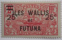[New Caledonia Postage Stamps Overprinted "ILES WALLIS - et - FUTUNA" and Surcharged, type D]