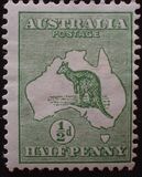 [Serie corriente. Mapa de Australia y canguro., tipo A]