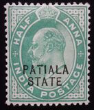 [King Edward VII, 1841-1910 - India Postage Stamps Overprinted "PATIALA STATE", type D1]